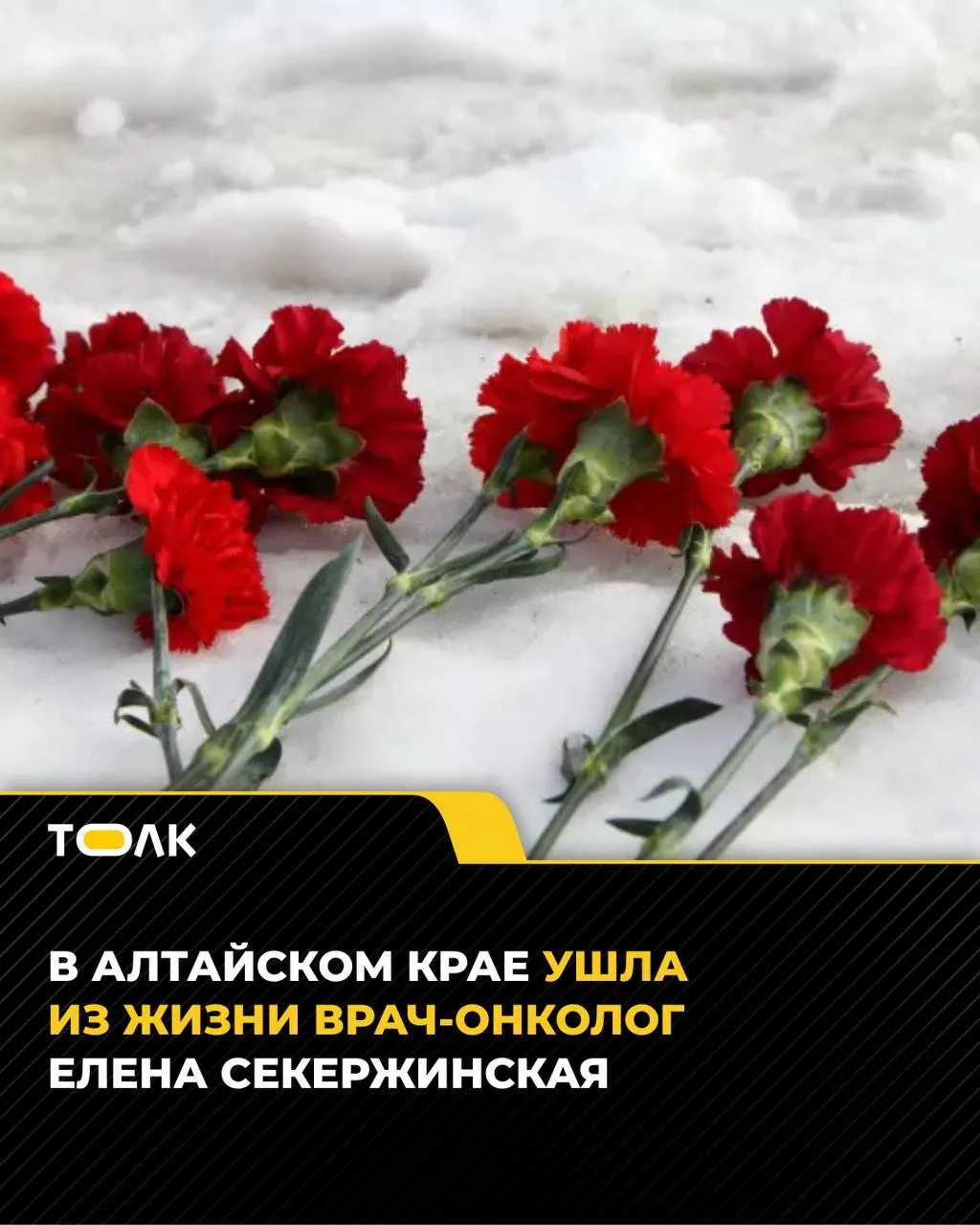 Елена Секержинская работала в алтайской онкологии более 30 лет. По информации медучреждения, она ушла из жизни после продолжительной болезни. Коллеги отмечают её вклад в развитие дневных стационаров, паллиативной помощи и других служб.
