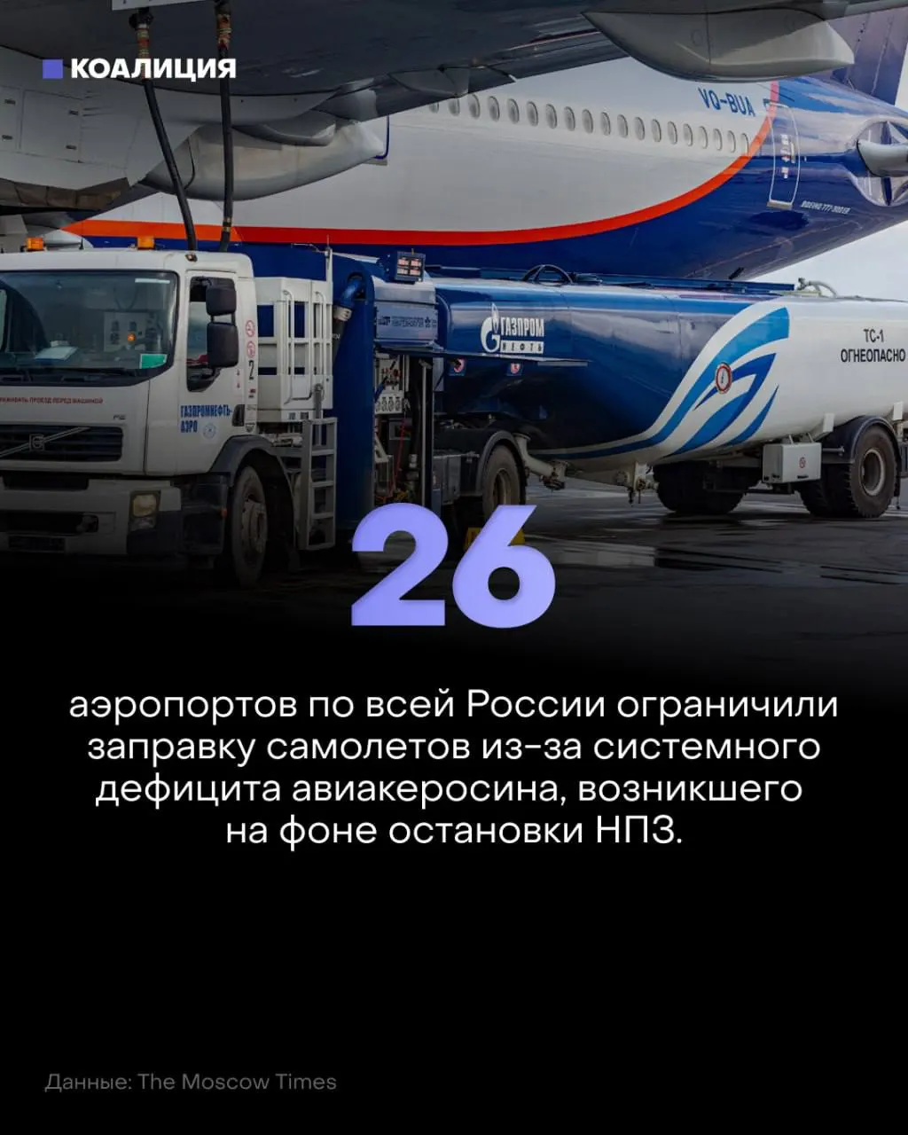 Из-за ограничений поставок керосина в 26 аэропортах сокращена заправка самолётов; экспорт топлива временно ограничен — ситуация влияет на авиаперевозки по всей России.